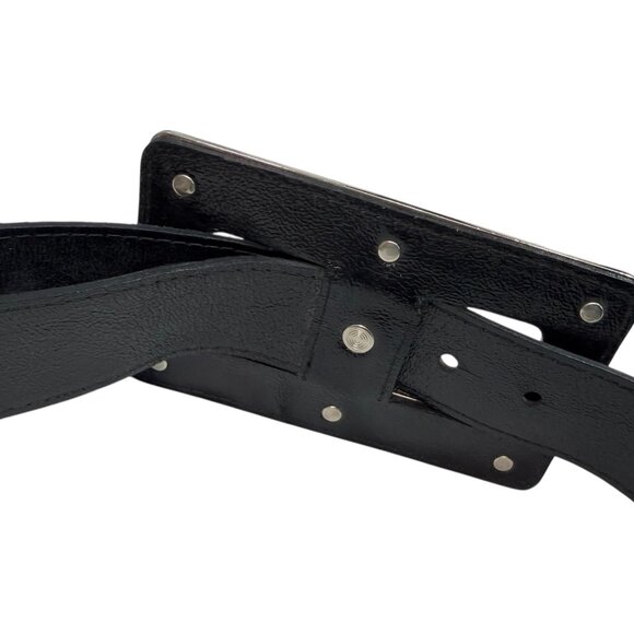 Christopher Kon Statement Belt Black Patent Leather & Large Silver Buckle Size M main image 7